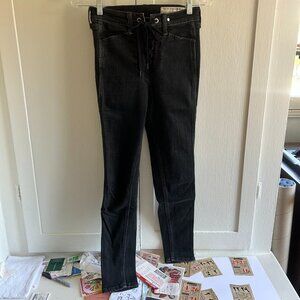 Used Rag & Bone Lace-Up Faded Black Skinny Jeans (Sz 26)